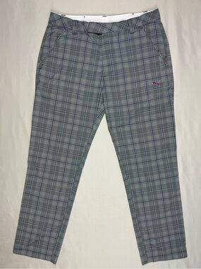 Puma Golf Mens Plaid Golf Pants 32 x 29 Grey/Blue/Purple Straight Leg A3
